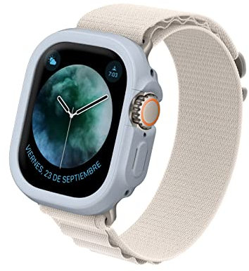 RhinoShield Bumper Case kompatibel mit Apple Watch Ultra 3 / Ultra 2 / Ultra [49 mm] | CrashGuard NX - Stoßdämpfende Schutzhülle im schlanken Design, rutschfest - Silbergrau