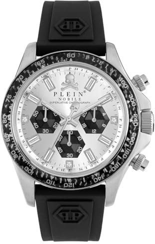 Philipp Plein Herren Analog Quarz Uhr mit Silikon Armband 7630615129884
