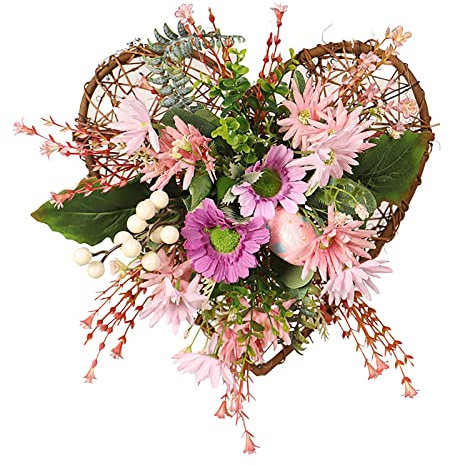 Ostern Hängegirlande für den Innen und Außen Dekor Tür Hase Happy Front Dekor Kranz Frühling Tür Dekorationen Kranz Kranz Ostern Frühling Osterkranz Deko Frühling Ostern Künstlicher Blumenkranz