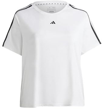 adidas Women's AEROREADY Train Essentials 3-Stripes Tee (Plus Size), White/Black, 4XL Plus