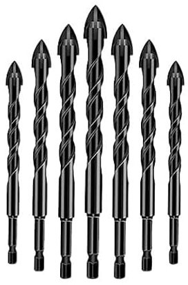 4-Edge Cross Drill Bit Set 7 Sizes Professional Multifunctional Drill Bit Set Cross-shaped Hexagonal Drill Bit Set