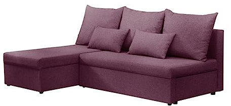 BROMARKT Ecksofa SERTA L-Form Schlafsofa Wohnlandschaft Links/Rechts Couch, Bettkasten,Schlaffunktion,viele Farbvarianten (Links, Rino 63 - Pflaume, h80 x t141 x b200 cm)
