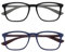OPULIZE Max Lesebrille 2er Pack - Klassische große rechteckige Fassung - Brillen in mattem Schwarz und Blau - Herren Damen Unisex - RR78-13 - +1,00