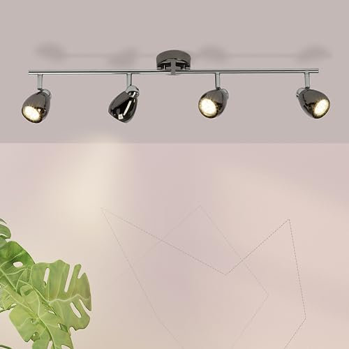 Lightbox 4 flammiges LED Spotrohr - Basic Decken Strahler mit schwenkbaren Köpfen & Armen - 13 x 71 x 17 cm - GU10 Fassung - max. 3 W - 300 lm - 3000 K - aus Metall - in Schwarz Chrom