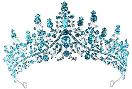 Hochzeit Braut Kristall Tiara Strasssteine Mädchen Haar Krone Prinzessin Stirnband Krone Haarschmuck für Hochzeit Verlobung Geburtstag Party Schönheitswettbewerb Bühnenauftritte,Blau