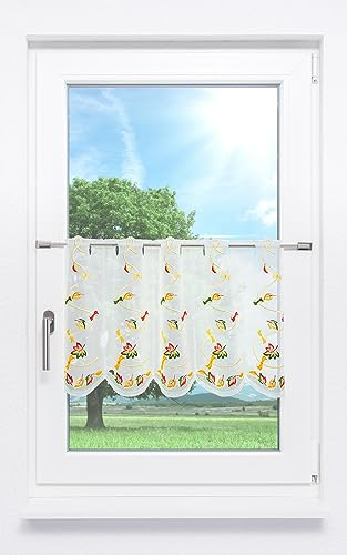 Plauener Spitze Scheibengardine Herbstgirlande (Bx H) 80cm * 40cm gelb/Multicolor