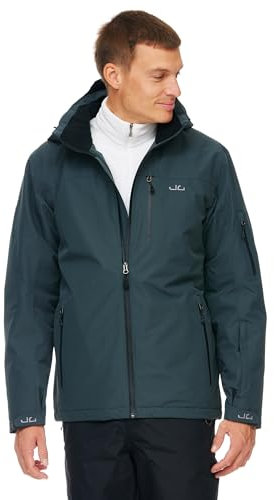 Jeff Green Herren Atmungsaktive wasserdichte Winter Ski Snowboard Jacke Bergen 12.000mm Wassersäule und Abnehmbare Kapuze, Größe:XXL, Farbe:Woodland Grey