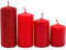 Gestufte Stumpenkerzen, Adventskerzen, Adventskranzkerzen, in Rottönen, Unparfümiert, 4 Größen - H 5-10 cm, Ø je 4 cm, 280 gr, Rot
