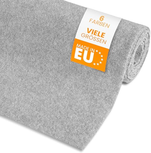 Filzstoff aus Filz Meterware (Hellgrau, 206x150cm) - Bastelfilz extra dick (4,4mm) - Nadelfilz für die Innenraumverkleidung beim Camper Ausbau - Filzrolle, Filzmatte oder Filzunterlage zum Basteln