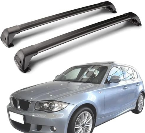 DachträGer RelingträGer für 1-Series E87 2004-2011, Dachgepäckträger Alu Dachquerträger Stange AbschließBar A Paar, Black-1-Pair