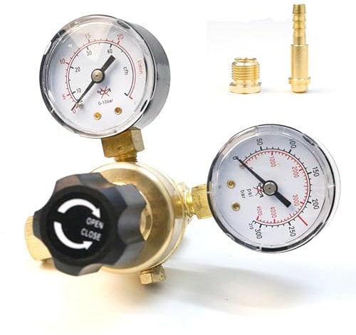Regolatore Di Pressione Gas, Mini Regolatore Di Pressione Riduttore Di Pressione Fino A 200 Bar In Ottone Per Argon, CO2, Mix 18, Gas Misti, Gas Protettivo Per Saldatrici TIG e MIG MAG