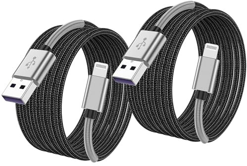 Jeenek iPhone Charger Cable 2Pack 2M,[MFi Certified] Long USB to Lightning Lead 2M,High Fast/Data Sync 2M Apple Charging Wire for 13/12 Pro Max/11 Pro/XS/XR/XS Max/8/7/6/5S/SE iPad