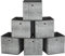 Webeasy Caja de almacenamiento cuadrada de tela de lona gris, paquete de 6 cubos plegables con ojales para organización del hogar, oficina, guardería, gris impreso, 28 x 28 x 28 cm