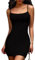 Joyshaper Women Sleeveless Bodycon Dresses Sexy Mini Dress Spaghetti Strap Cami Tight Short Sundress Ladies Summer Lounge Dress Black,M