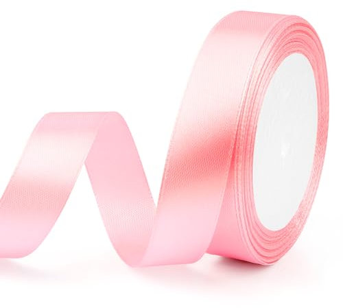 Geschenkband Rosa Satinband Rosa 20mm, 23m Schleifenband für Geschenkverpackung Gurtband Stoffband Festival Bänder Bunte Weihnachtsgeschenke Seidenbänder für Geschenk Hochzeit Dekoration Baby Shower