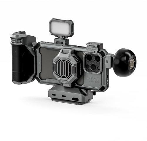 Tilta Khronos Ultimate Kit kompatibel mit iPhone 15 Pro Max | Kühlsystem/LED-Licht/Holz & PD Focus Griff/SSD-Halter enthalten | TK-IP15-PMD-SG (Space Gray, Pro Max)