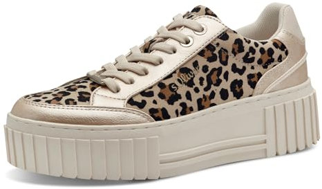 s.Oliver Damen Plateau Sneaker Platform Vegan, Mehrfarbig (Leopard Comb.), 40 EU