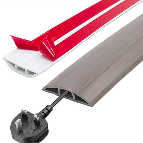 GELINTONG Floor Cord & Wire Cover,Cable Trunking,3Meter Extension Cable Channel,Flexible Self-Adhesive,Protect Cables & Prevent Trip Hazards,Cable Protector & Hider,Cable Cavity 12mm (W) x 8mm (H)