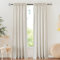 RYB HOME Leinen Gardinen mit Stangedurchzug 2er Set Wohnzimmer Vorhänge Leinenoptik H 200 x B 140 cm Vorhang Leinenoptik Boho Gardine Halbtransparent Linen Curtains Living Room, Beige