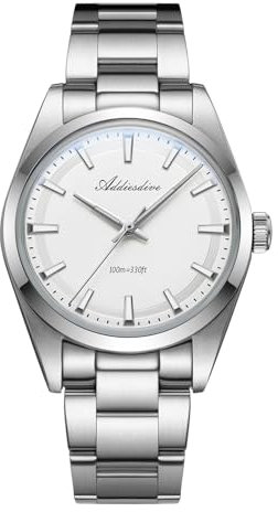 ADDIESDIVE 36 mm kleines Zifferblatt Herrenarmbanduhr Edelstahl wasserdicht 100 m grün/weiß/grau
