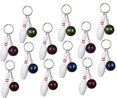 Sosoport 12stücke Mini Bowling Schlüsselanhänger Sport Schlüsselringe Simulierte Bowling Pins Schlüsselanhänger Für Schlüssel Auto Tasche