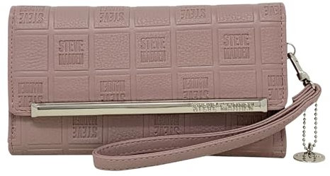 Steve Madden Damen Trifold Wallet, Mauve Logo geprägt, Einheitsgröße, Logobar Trifold Wallet Wristlet