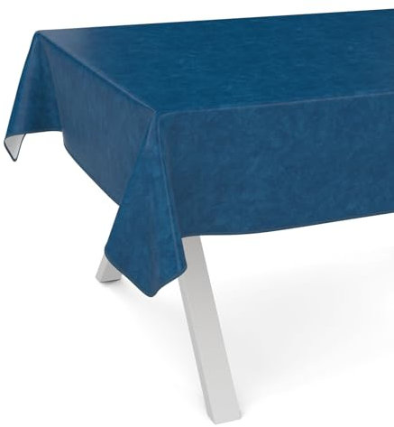 ANRO Wachstuchtischdecke Wachstischdecke Wachstuch Tischdecke abwaschbar Gartentischdecke Rund Oval Eckig 280x140cm mit Saum (Eingefasst) Marmor Blau