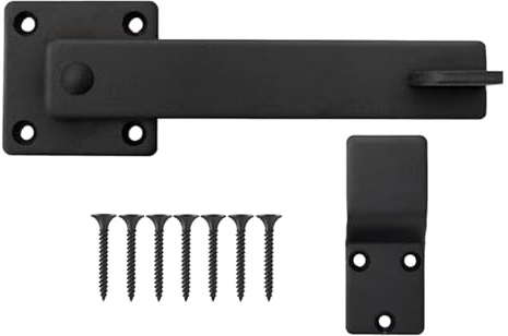 de porte coulissante - Serrure de de porte pivotante en acier au carbone, serrure de porte coulissante noire pour portes en bois, poulailler sûr et portes de grange | Ferraj