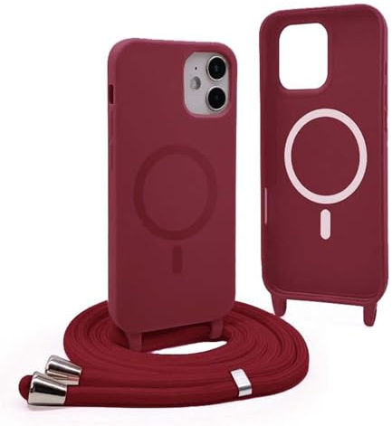 YFSYLL Handykette Hülle für iPhone 11 mit Band,Magnetische Silikon Handyhülle Kompatibel mit MagSafe,Handyhülle für zum Umhängen Einstellbar und Abnehmbar - Rot