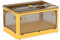 Roqao Aufbewahrungsboxen mit Deckel, 50L (48 x 36 x 28.5 cm) Faltbare Stapelboxen mit Rollen, Zusammenklappbare 5-Türen Plastik Eurobox für Wohnzimmer Küche Lebensmittel, Orange