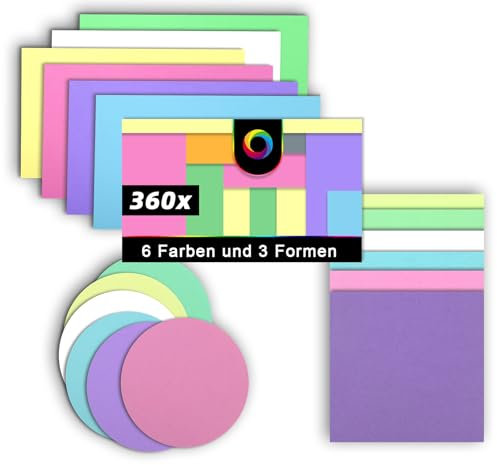 360 Stück Moderationskarten Set,Agoer 6 Farben Metaplankarten Rund,Oval,Rechteckig,3 Stlie Karteikarten Lernkarten Blanko Präsentationskarten Bunte Für Moderation Farbig Sortiert,Lehrerbedarf,Vortrag