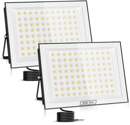 papasbox 2 Stück 300W LED Strahler Außen | Scheinwerfer 6500K Kaltweiß 30000LM Außenstrahler IP66 Wasserdicht Fluter für den Außenbereich Garten Garage Hof