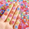 BelleVive 60 Pieces 3D Ice-translucent Floral Nail Charms, Flower Nail Rhinestones, Five-petaled Flower Nails, Gems, Colourful Diamonds, Decorations, Floral Nails, Acrylic Nail Accessories