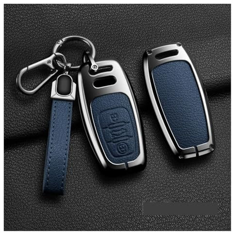 pour Audi A4 A5 A6 A7 A8 Q8 Q5 S6 S7 S5 S4 RS6 RS7 Alliage Style Voiture Clé Housse Coque Fob Porte-clés Accessoires(A Blue 1)