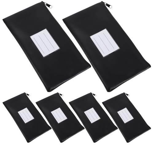 GARIOUANS 6pezzi Borse Deposito Bancario Con Cerniera Pu Impermeabili Per Contanti e Monete Con Finestra Per Carte Per Uffici e Negozi