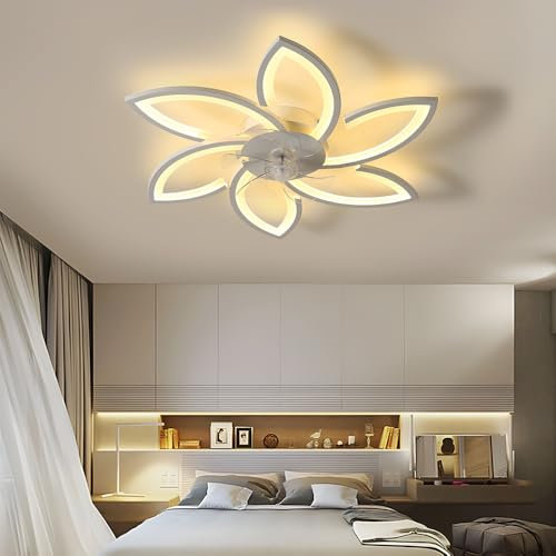 Warmiehomy Ceiling Fans with Lights and Remote,78cm Quiet Modern LED Ceiling Fans with Timer Function,66W DC Reversible 6 Speeds Memory Ceiling Fans with Lamps Dimmable(White)