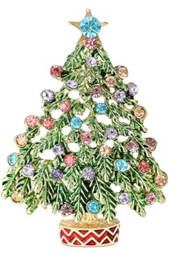 Christmas Xmas Rhinestone Brooch New Year Tree Pin Badge Brooch Memorabilia Decorations