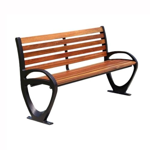 zhangrui1888 Terrassenbank Brown Park Outdoor Bank Aluminium Beine Holz Sitz Plank Stuhl Ruhende Rückenlehne Gartenbank