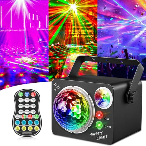 ToyGem 4 in 1 Discokugel, Musikgesteuert Disco Party Lampe mit Fernbedienung, LED Disco Lights DJ Partylicht, für Partys, Bars, Hochzeiten, Halloween, Weihnachten, Geburtstage