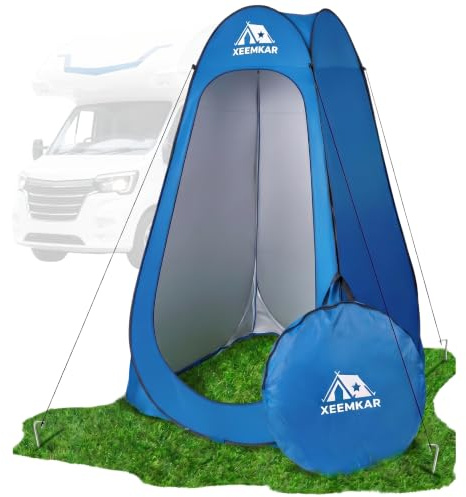 XEEMKAR | Tienda Ducha Camping y Cambiador portátil Tipo Pop-up – baño Privado Plegable Ideal para Playa, Camper, jardín o Pesca – Cabina Ducha Exterior con Bolsa/Mochila de Transporte (Tienda Azul)