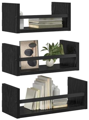 vidaXL Wandregal-Set 3 STK. Schwarz Eichen-Optik 40x16x14cm
