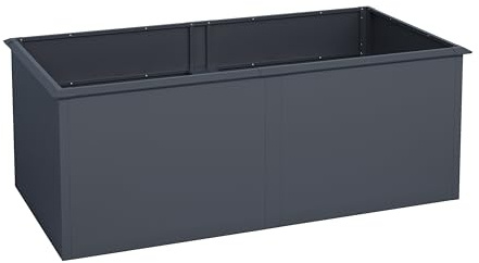 DEGAMO Hochbeet Lindau aus Stahl inklusive Zwischenboden, Stahl verzinkt + pulverbeschichtet, anthrazitgrau (RAL 7016), 200x100x77cm