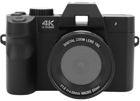 Plyisty Fotocamera Mirrorless 4K, Fotocamera da Viaggio con Zoom 16X da 48 MP con Scheda di Memoria da 32 GB, per Riprese Fotografiche
