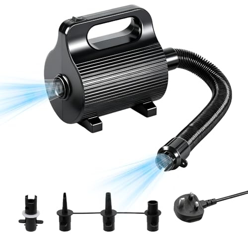 Wxeadu Bomba de Aire Eléctrica, Inflador Electrico Portátil, 600W Hinchador Electrico, Bomba Eléctrica con 4 Boquillas, Bomba Aire Electrica para Colchón de Aire, Barcas, Piscina, Bolas de Yoga