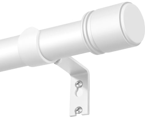 BOLITE Ausziehbare Gardinenstange Weiß 80-148 cm, 25 mm Vorhangstange | Metall-Gardinenstange, bis 15 kg, Wandmontage, Einfache Montage, Inkl. Halterungen und Zubehör, für Wohnzimmer & Schlafzimmer