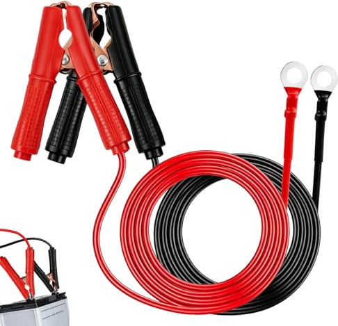 Aelxveba 2PCS 30A Pinces Crocodile avec Câble de Démarrage 1m, pour Batterie de Voiture, Compatible 12V et 24V, Métal Cuivré pour Une Conductivité, Sécurité avec Fusible Intégré, Usage Universel ﻿ ﻿