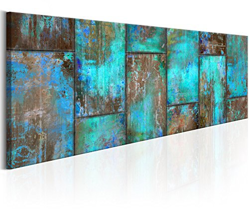 murando - Wandbilder XXL 120x40 cm 1 tlg - Wand Deko Vlies Leinwand Bilder Groß Wanddeko Wohnzimmer Schlafzimmer Kunstdrucke Panoramabild - Textur türkis blau braun f-C-0154-b-a