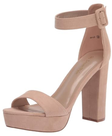DREAM PAIRS Womens HI-LO High Heel Platform Pump Sandal Orinthia,Size 7,Nude/Suede,HI-LO