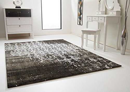 Steffensmeier Designer Teppich Modern Dresden Vintage Wohnzimmerteppich in Schwarz Weiss, Größe: 120x170 cm