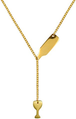 PAURO Femme Acier Inoxydable Bouteille De Vin Verre Pendentif Colliers Y, Or